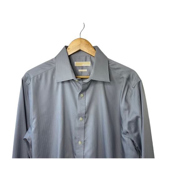 Michael Kors Gray Slim FIt Non Iron Long Sleeve Button Down Shirt 17 34/35 - Picture 6 of 6